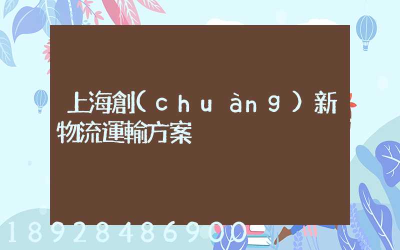 上海創(chuàng)新物流運輸方案