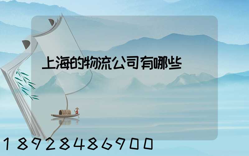 上海的物流公司有哪些