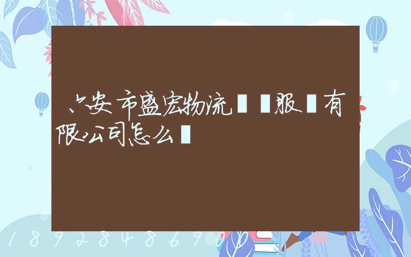 六安市盛宏物流運輸服務有限公司怎么樣