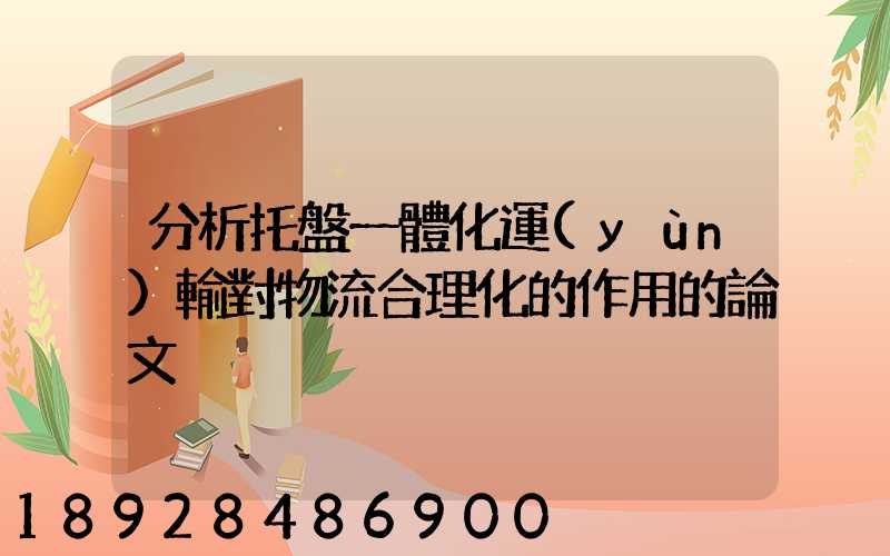 分析托盤一體化運(yùn)輸對物流合理化的作用的論文