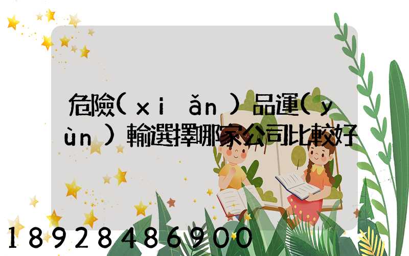 危險(xiǎn)品運(yùn)輸選擇哪家公司比較好