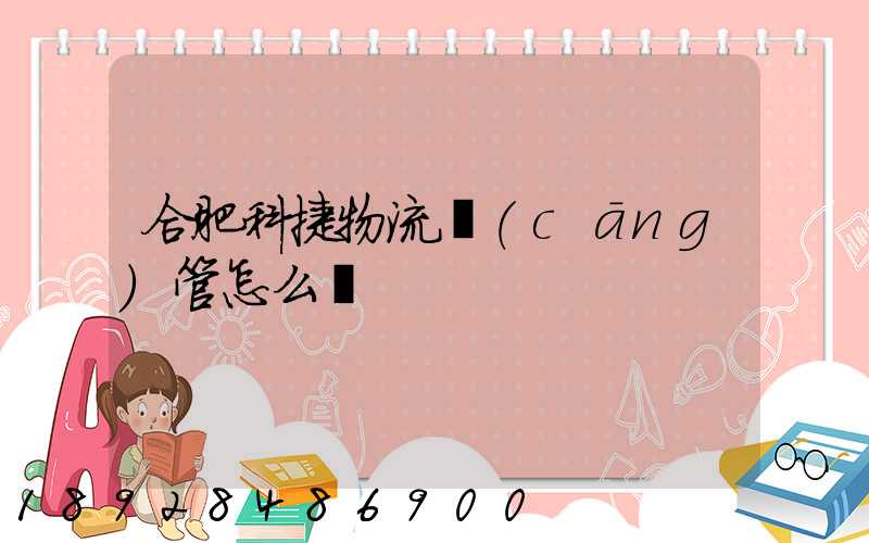 合肥科捷物流倉(cāng)管怎么樣