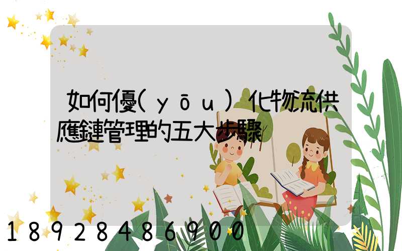 如何優(yōu)化物流供應鏈管理的五大步驟