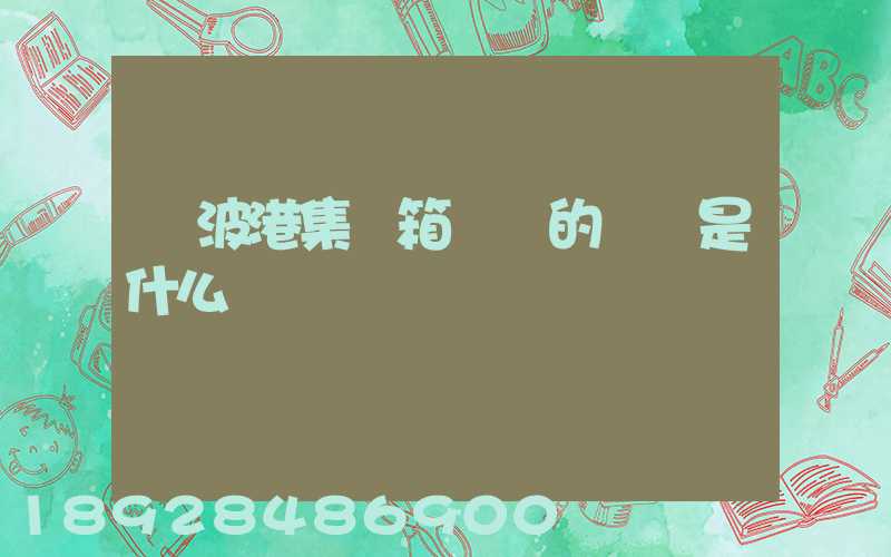 寧波港集裝箱運輸的經驗是什么