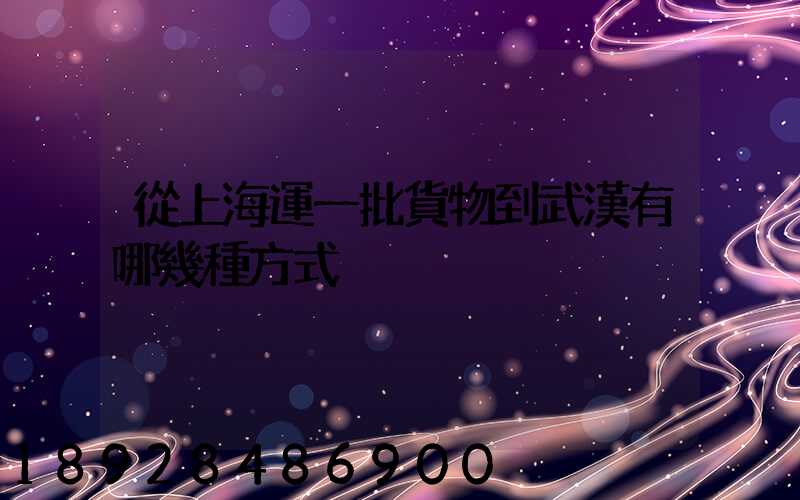從上海運一批貨物到武漢有哪幾種方式