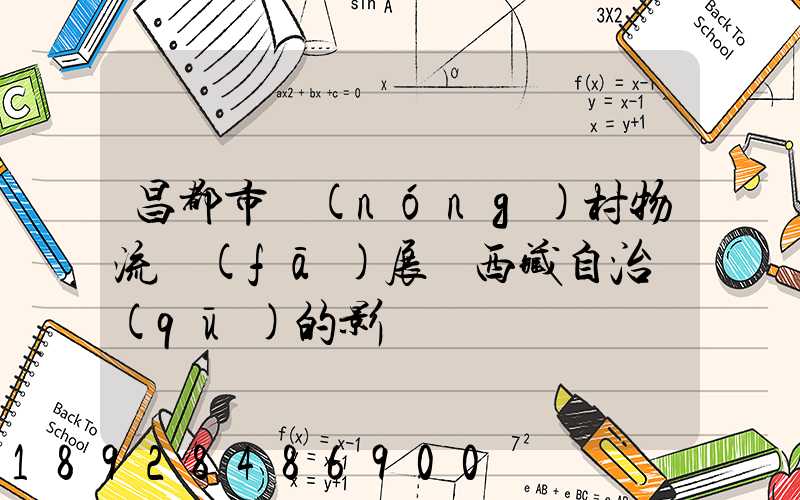 昌都市農(nóng)村物流發(fā)展對西藏自治區(qū)的影響