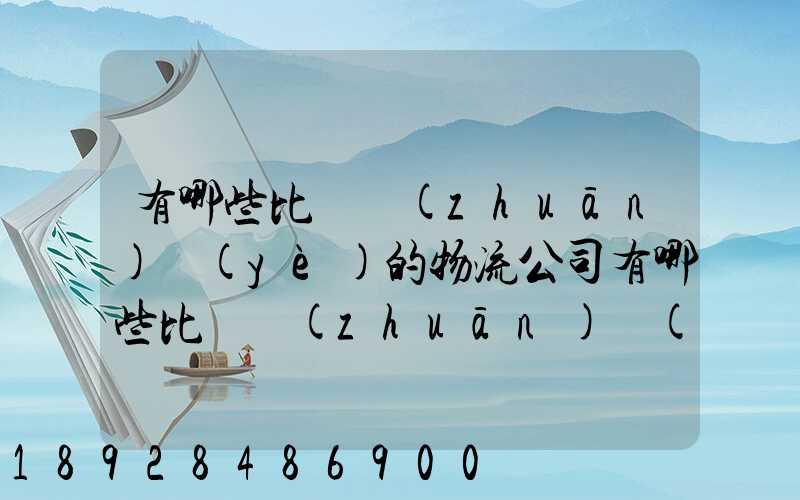 有哪些比較專(zhuān)業(yè)的物流公司有哪些比較專(zhuān)業(yè)的物流公司推薦