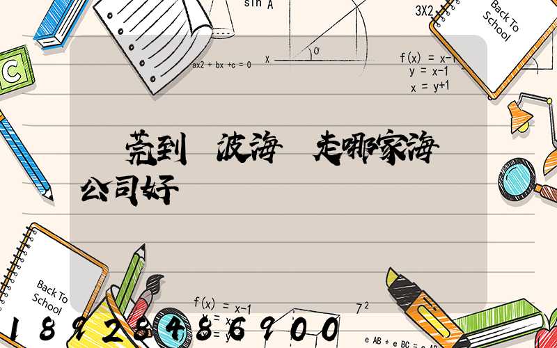 東莞到寧波海運走哪家海運公司好