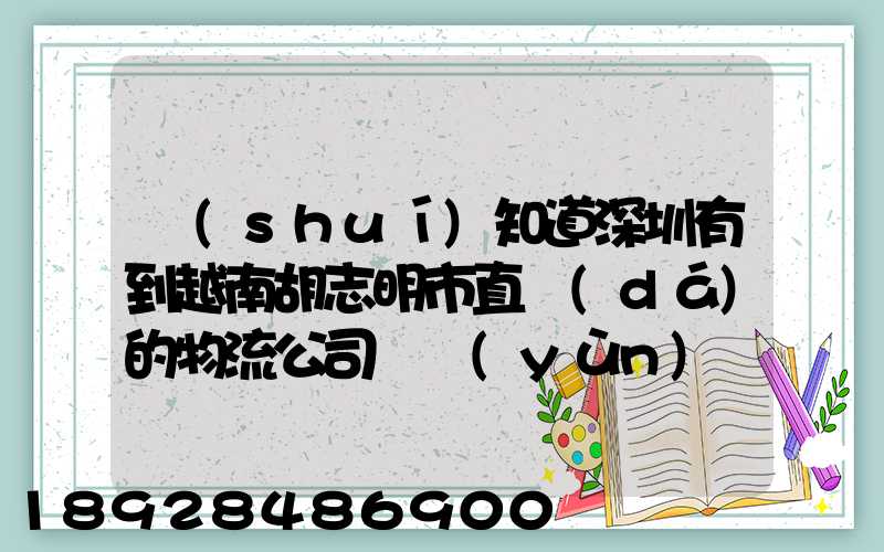 誰(shuí)知道深圳有到越南胡志明市直達(dá)的物流公司嗎運(yùn)費(fèi)怎么算,的,最好是...