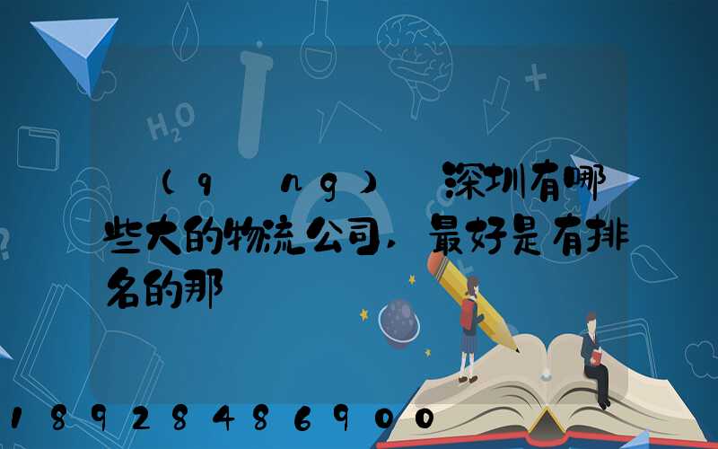 請(qǐng)問深圳有哪些大的物流公司,最好是有排名的那種