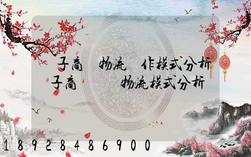 電子商務物流運作模式分析電子商務倉儲物流模式分析